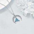 wholesale 925 Sterling Silver Blue Fire Opal Triquetra Crescent Moon Necklace Celtic s for Her-0-3