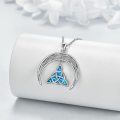 wholesale 925 Sterling Silver Blue Fire Opal Triquetra Crescent Moon Necklace Celtic s for Her-0-4
