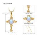 wholesale 925 Sterling Silver Cross Necklace with Blue Opal Stone and Gold Plated Chain for Women-0-1