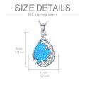 wholesale 925 Sterling Silver Blue Synthetic Opal Teardrop Pendant Necklace for Women s-0-1