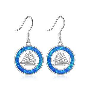 Sterling Silver Vintage Celtic Knot Opal Dangle Earrings-0