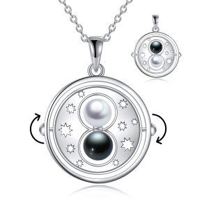 Sterling Silver Saturn Planet Pendant Necklace-0