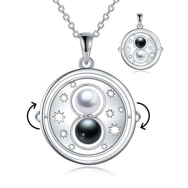 Sterling Silver Saturn Planet Pendant Necklace-0