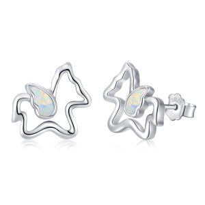 Sterling Silver Horse Wing Opal Stud Earrings-0