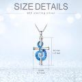 wholesale 925 Sterling Silver Blue Opal Treble Clef Cross Pendant Necklace for Women & Girls-0-1