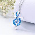 wholesale 925 Sterling Silver Blue Opal Treble Clef Cross Pendant Necklace for Women & Girls-0-3