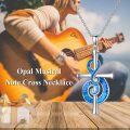 wholesale 925 Sterling Silver Blue Opal Treble Clef Cross Pendant Necklace for Women & Girls-0-5