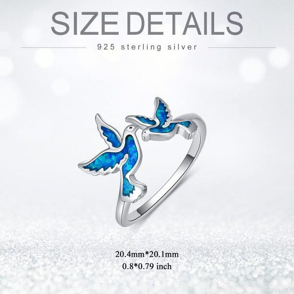 Sterling Silver Opal Dove Adjustable Ring-1