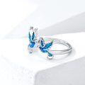 wholesale 925 Sterling Silver Blue Opal Adjustable Hummingbird Design Women's Fashion Ring -0-4