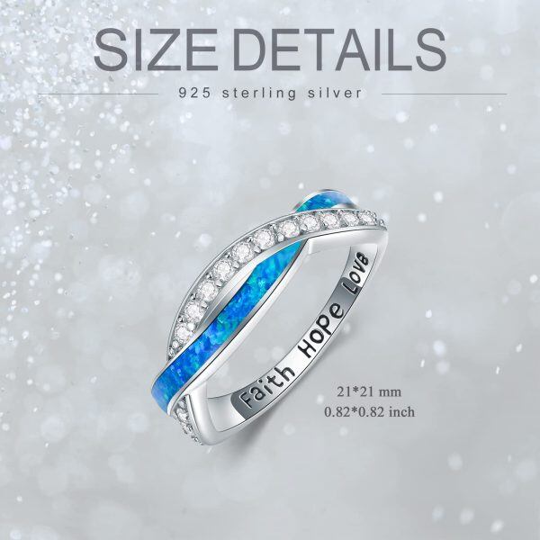 Sterling Silver Blue Opal Eternity Rings-1