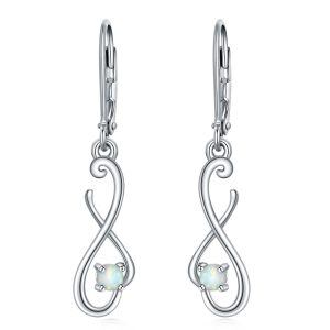 Sterling Silver Infinity Knot Opal Drop Earrings-0