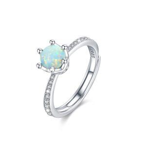 Sterling Silver Opal Crown Adjustable Ring-0