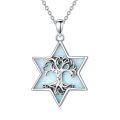 wholesale 925 Sterling Silver Opal Tree of Life Star Pendant Necklace for Men & Women-0-0