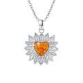 wholesale 925 Sterling Silver Heart-Shaped Fire Opal Flower Pendant Necklace for Women and Moms Gift-0-0