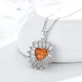 wholesale 925 Sterling Silver Heart-Shaped Fire Opal Flower Pendant Necklace for Women and Moms Gift-0-4