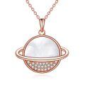 wholesale Rose Gold 925 Sterling Silver Opal Planet Pendant Necklace for Women - Layered s-0-0