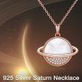 wholesale Rose Gold 925 Sterling Silver Opal Planet Pendant Necklace for Women - Layered s-0-5