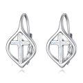 wholesale 925 Sterling Silver Cross Opal Celtic Knot Hoop Earrings 0.6 x 0.4 inch-0-0