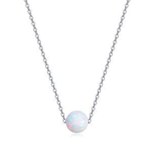 Sterling Silver White Opal Choker Necklace-0