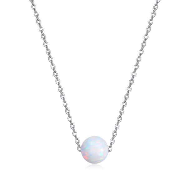 Sterling Silver White Opal Choker Necklace-0