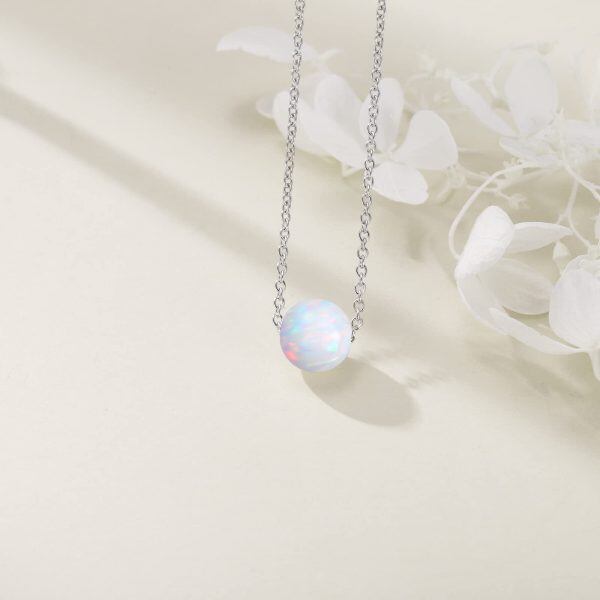 Sterling Silver White Opal Choker Necklace-3