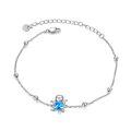 wholesale 925 Sterling Silver Blue Fire Opal Octopus Charm Adjustable Bracelet for Women and Girls-0-0