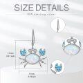 wholesale 925 Sterling Silver White Fire Opal & Blue Topaz Crab Drop Earrings - Ocean Beach Style Jewelry for Women Gifts-0-1