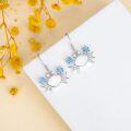 wholesale 925 Sterling Silver White Fire Opal & Blue Topaz Crab Drop Earrings - Ocean Beach Style Jewelry for Women Gifts-0-3