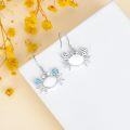 wholesale 925 Sterling Silver White Fire Opal & Blue Topaz Crab Drop Earrings - Ocean Beach Style Jewelry for Women Gifts-0-4