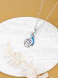 wholesale 925 Sterling Silver Blue Opal Butterfly Pendant Necklace s for Her-0-3