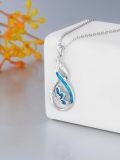 wholesale 925 Sterling Silver Blue Opal Butterfly Pendant Necklace s for Her-0-4