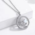wholesale 925 Sterling Silver Round Opal Pendant with Crescent and Stars I Love You Forever Necklace for Women Girls Mom Gifts-0-4