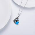 wholesale 925 Sterling Silver Blue Opal Shell Pendant Necklace for Women Gifts-0-3