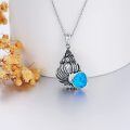wholesale 925 Sterling Silver Blue Opal Shell Pendant Necklace for Women Gifts-0-4