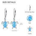 wholesale 925 Sterling Silver Blue Opal Sea Turtle Leverback Drop Earrings for Women-0-1