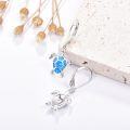 wholesale 925 Sterling Silver Blue Opal Sea Turtle Leverback Drop Earrings for Women-0-4