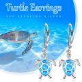 wholesale 925 Sterling Silver Blue Opal Sea Turtle Leverback Drop Earrings for Women-0-5