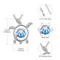 wholesale 925 Sterling Silver Blue Fire Opal Turtle Pendant Necklace for Women Girls  48cm Chain Length-0-1