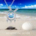 wholesale 925 Sterling Silver Blue Fire Opal Turtle Pendant Necklace for Women Girls  48cm Chain Length-0-5