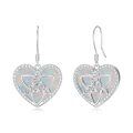 wholesale 925 Sterling Silver Heart-Shaped Earrings with White Fire Opals and Cubic Zirconia - 3D Celtic Knot Design-0-0