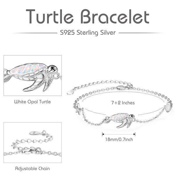 Sterling Silver Opal Sea Turtle Chain Bracelets-1