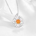 wholesale 925 Sterling Silver Orange Fire Opal Daisy Pendant Necklace for Women's s-0-4