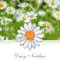 wholesale 925 Sterling Silver Orange Fire Opal Daisy Pendant Necklace for Women's s-0-5