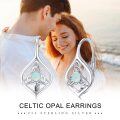 wholesale 925 Sterling Silver White Opal Celtic Knot Drop Earrings for Women and Girls-0-5