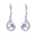 wholesale 925 Sterling Silver Blue Opal Starfish Dangle Leverback Earrings s for Women-0-0
