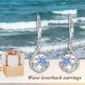 wholesale 925 Sterling Silver Blue Opal Starfish Dangle Leverback Earrings s for Women-0-5