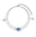 wholesale 925 Sterling Silver Blue Opal Sea Turtle & Palm Tree Charm Ankle Bracelet with Starfish Pendant-0-0