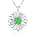wholesale 925 Sterling Silver White Fire Opal Flower Pendant Necklace for Women's s-0-0
