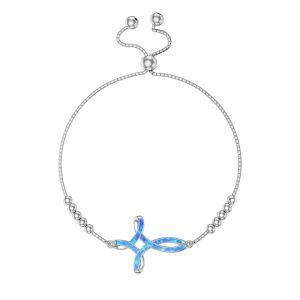 Sterling Silver Celtic Opal Cross Chain Bracelets-0