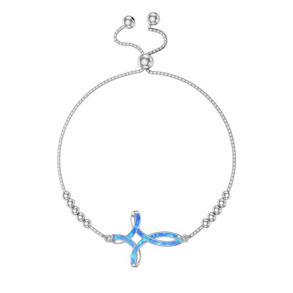 Sterling Silver Celtic Opal Cross Chain Bracelets-0